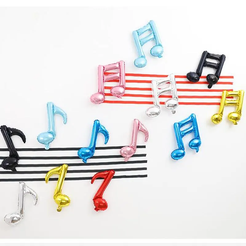 

10pcs colorful Music Double notes balloon high school party festa birthday musical notes foil BALLOONS NEON event party supplies