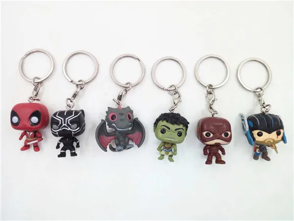 

Haocaitoy Keychain 2 Deadpool Black panther Hulk The Flash Keychains 2 PVC