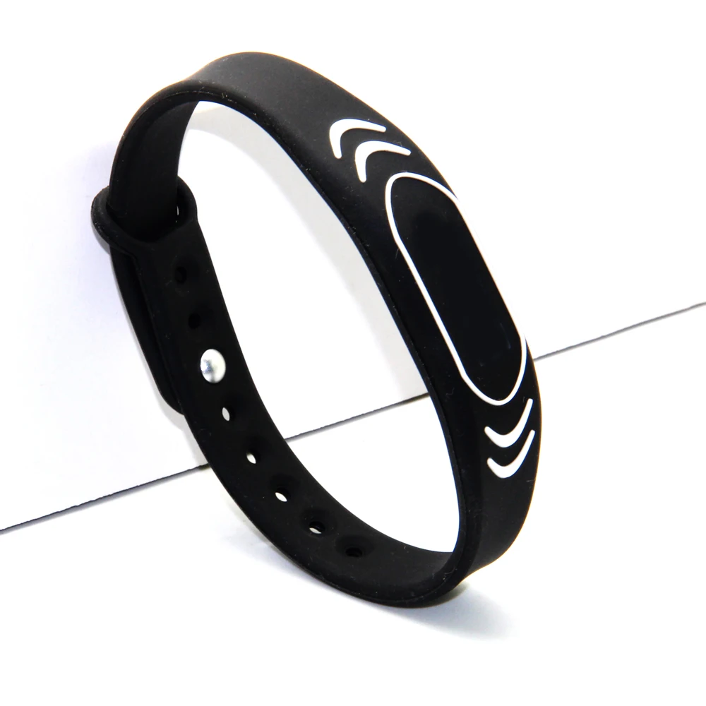 100pcs 13.56Mhz Adjustable Rubber Wristbands in Electric Lock from