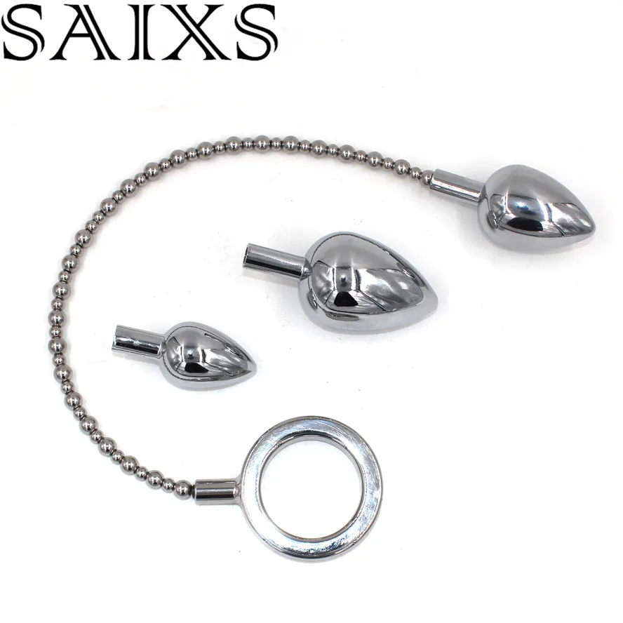 Cock Ring Anal Plug Sex Toys Metal Butt Male Prostate Stimulating Penis Strap On 3 Plugs Chastity Drop shipping | Красота и здоровье