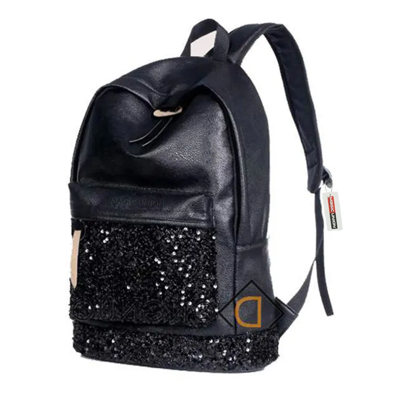 

JIULIN New HOT Fashion Women Backpack Big Crown Embroidered Sequins Backpack Wholesale Women Leather Backpack School Bags