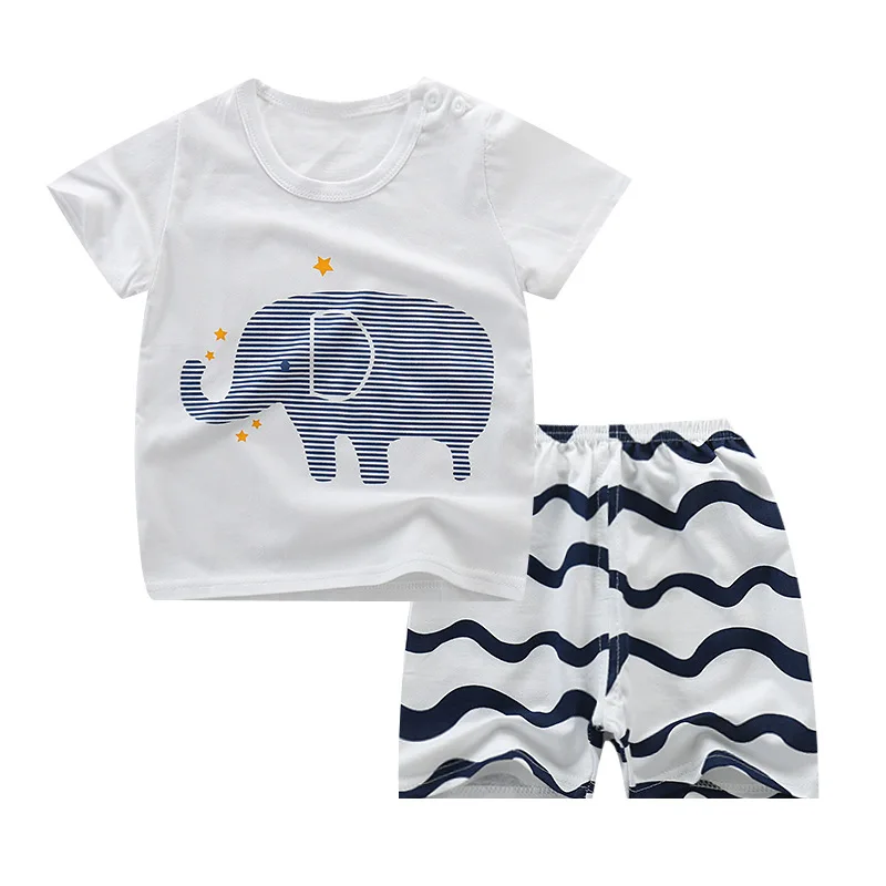 

2pcs Cartoon Children Pajamas Sets Baby Girls Boys Casual Sleep Suit Summer Short Sleeve Toddler Sleepwear Pyjamas Kids Clothes