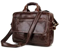 Nesitu Vintage Genuine Leather Men Briefcase Cowhide Man Messenger Bags 14” Laptop Portfolio #M7085