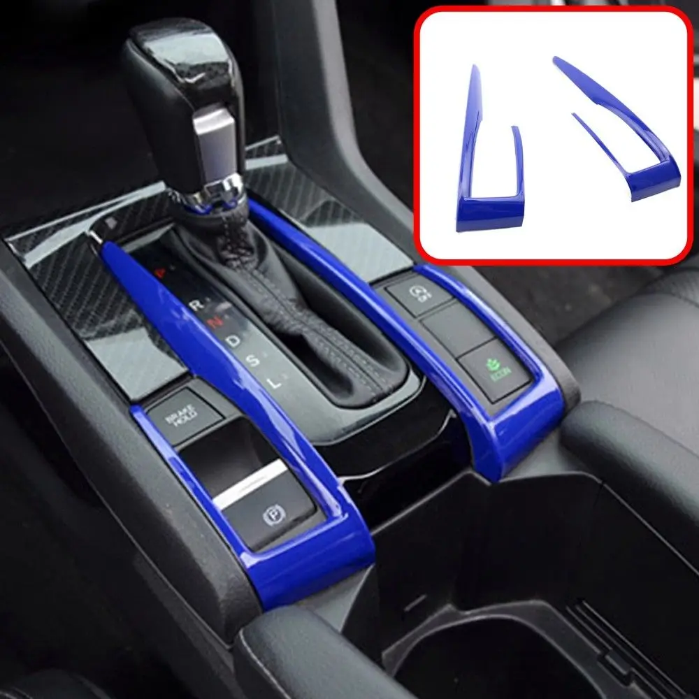 Blue ABS Interior Gear Shift Frame Cover Trim For Honda Civic 10th 2016 2017 New