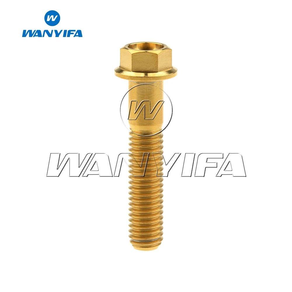 Gold Титановый "Wanyifa" фланец Шестигранная головные уборы, маленькие размеры, болт мотоцикла M8 x15 20 25 30 35, 40 45 55 60 65 мм P1.25mm - Цвет: Gold