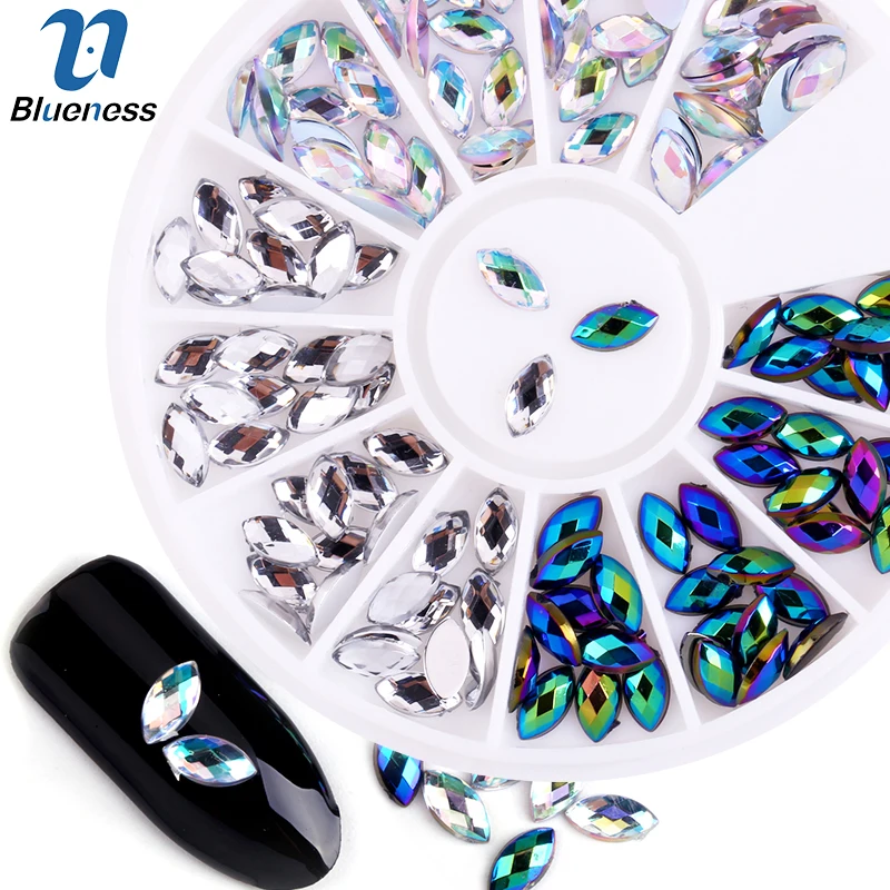 Blueness Marquise Дизайн Акриловые аксессуары для ногтей маникюрное колесо Стразы
