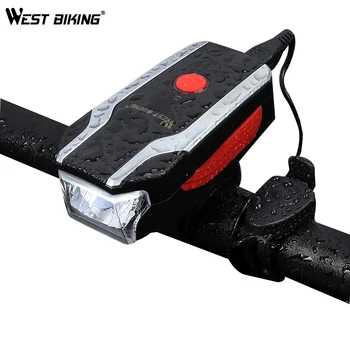 

WEST BIKING Anti-Theft Bike Light 120 db Bike Loud Alarm Horn Bicycle Lamp 1200mAh Lithium Battery Light USB Charging Bike Light