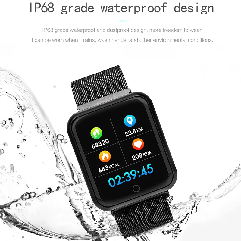 Смарт-часы KIWITIME P68, водонепроницаемые, IP68, фитнес-браслеты, кровяное давление, монитор сердечного ритма, женские Смарт-часы для iPhone, Android