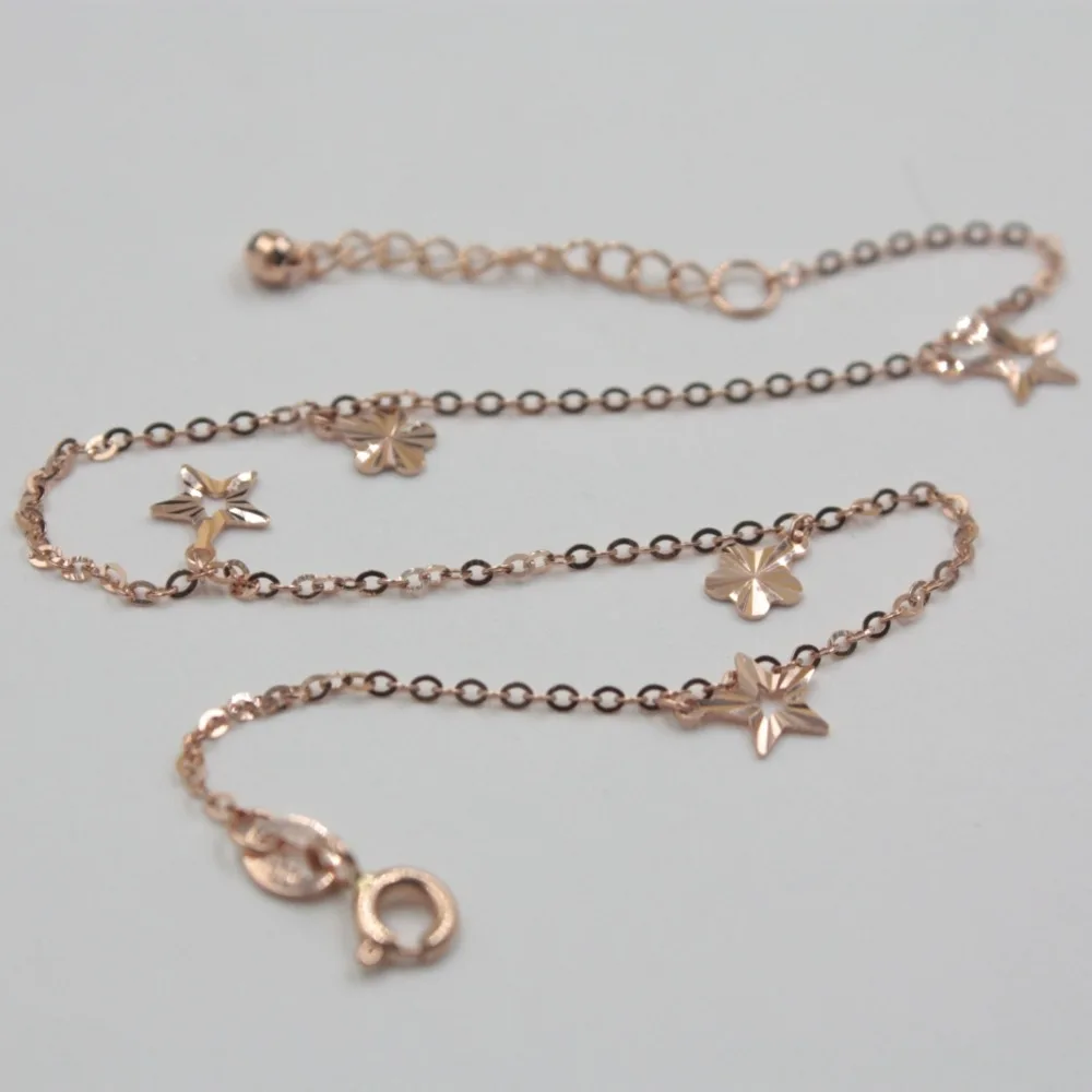 

New Arrival Pure Au750 18K Rose Gold Chain Women's O Link Flower Anklet 9.2inch