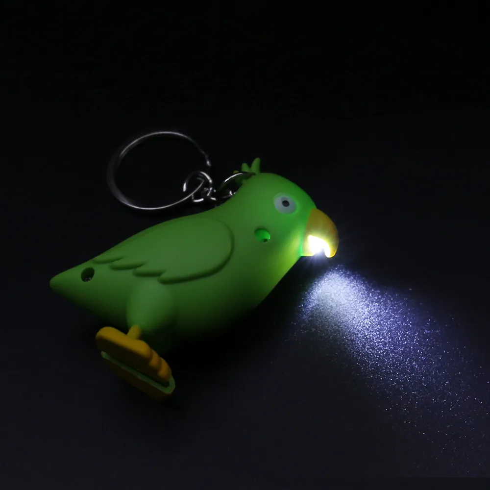 Сумка милый мультфильм брелок для ключей ем попугая с светодиодный светильник и звук брелок Детская игрушка подарок