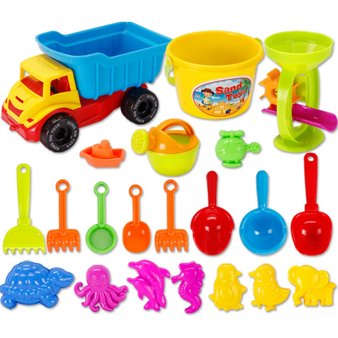 21 шт. открытый игрушки для детей пляжный песок игрушки комплект с сетка сумка для детей-Цвет случайный