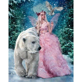 

Full Square Drill 5D DIY Diamond Painting "Polar bear and girl" Embroidery Cross Stitch Mosaic Home Decor Gift Y1085