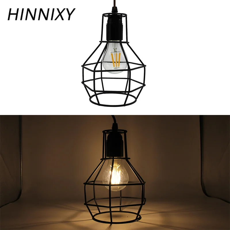 

Hinny Irregular Iron Cage Design E27 Pendant Lights Adjustable Length Black Hanging Lamp Drop Lights Home Lighting Fixtures