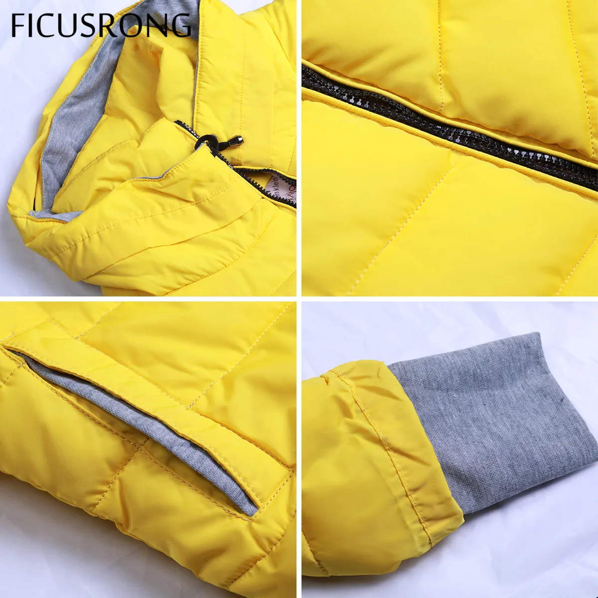 FICUSRONG Women Autumn Winter Jacket Stand Collar Cotton Padded Slim Hooded Female Basic Jacket Outerwear Coat casaco feminino