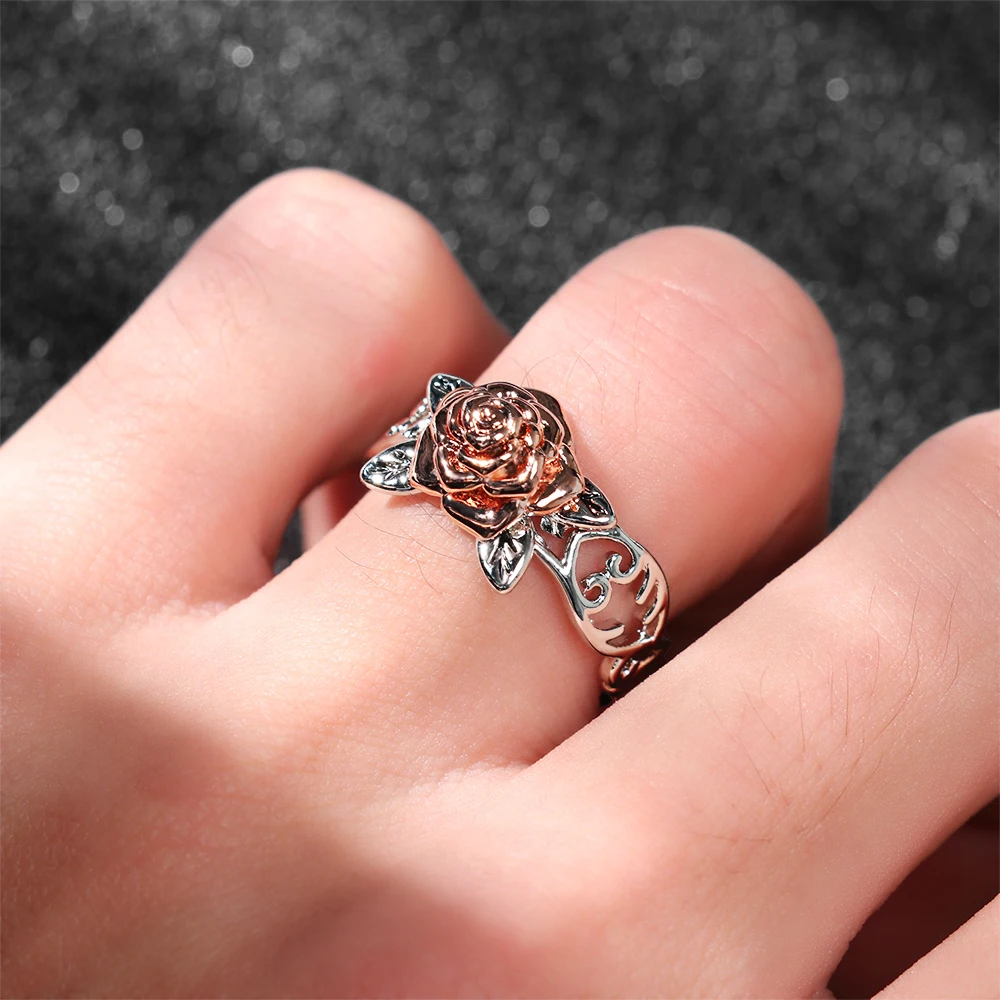 2019 Rose Garden Flower Leaves Finger Rings For Women Valentine S