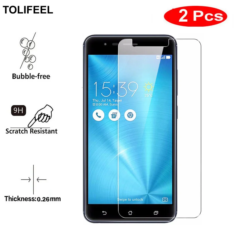 2PCS 9H Tempered Glass Film For Asus Zenfone 3 Zoom ZE553KL Phone Protective Screen Protector S | Мобильные телефоны и