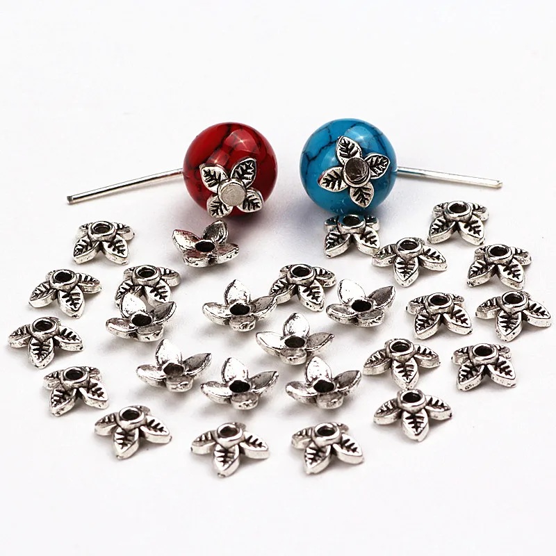 Buy 6mm Antique Silver Flower Charm Bead Caps Fit