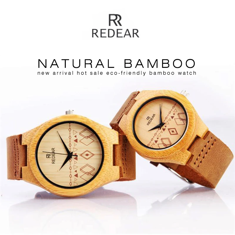 2017 New Bamboo Watch Men Women Leather Strap Genuine Lovers' Quartz Watches Men Luxury Brand Wristwatch Relogio Masculino Clock