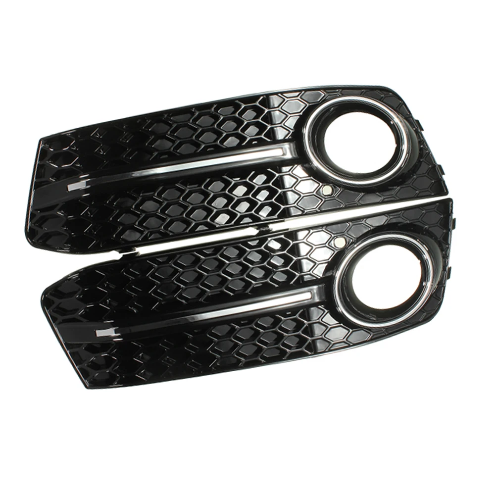 

1 Pair Glossy Black Front Fog Light Bumber Mesh Grilles Grill for Audi A4 B8 Base Sedan 4-Door 2009-2012