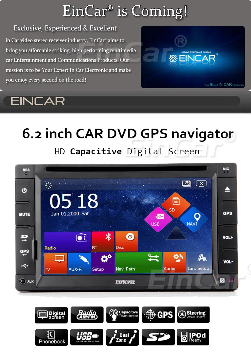 Best PC FM Receiver win8 3D GPS Car DVD 6.2 Inch In Deck Touch Screen Capacitive Stereo MP4 RDS MP5 Music USB Video Radio 4