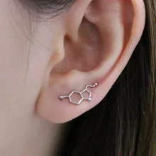 SMJEL 2018 Mode Serotonin Molekül Ohr Kletterer für Frauen Chemie Struktur Wissenschaft Stud Ohrringe Crawler Geschenk Brincos S153