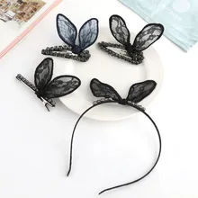 1 шт. кролик кружево уха зажим для волос простой и универсальный небольшой свежий резинка для волос темперамент сладкий BB клип G0502