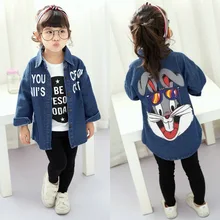 Spring autumn New Cute Child Girls Blouse casual Style Long Sleeve School Girl letter pattern denim