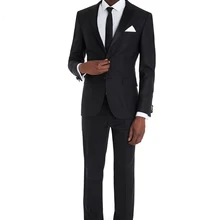 Новое поступление на заказ черные с 2 пуговицами Угловые атласные с отворотом мужские костюмы slim fit Черные смокинги для мужчин