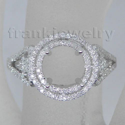 

Vintage Round 8mm Solid 14k White Gold Semi mount Engagement Ring