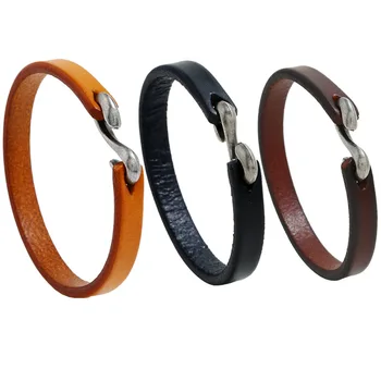 

Simple brown/black/yellow Leather Bracelets&Bangles For Men Woman Vintage Letter Cuff Jewelry boy Gift