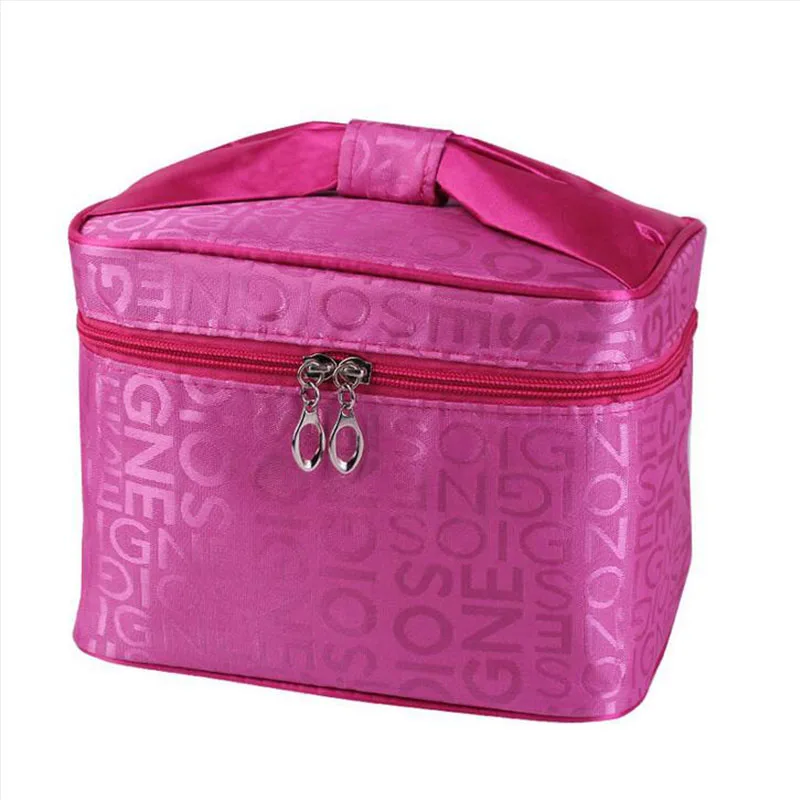 Cosmetic box Bow handle female Quilted professional cosmetic bag large