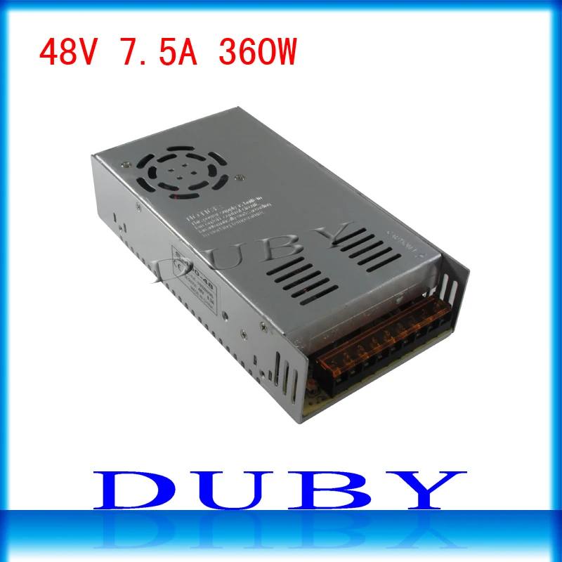 

50piece/lot 48V 7.5A 360W Switching power supply Driver For LED Light Strip Display AC100-240V Factory Supplier Free Fedex
