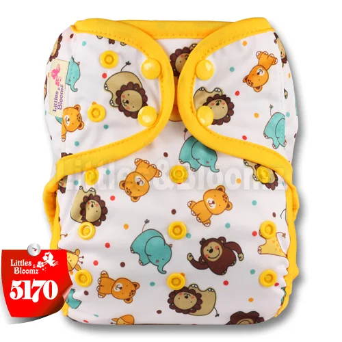 [Littles&Bloomz] детские подгузники одного размера, многоразовые тканевые цветные подгузники, водонепроницаемая упаковка для использования с плоскими или встроенными подгузниками - Цвет: 5170
