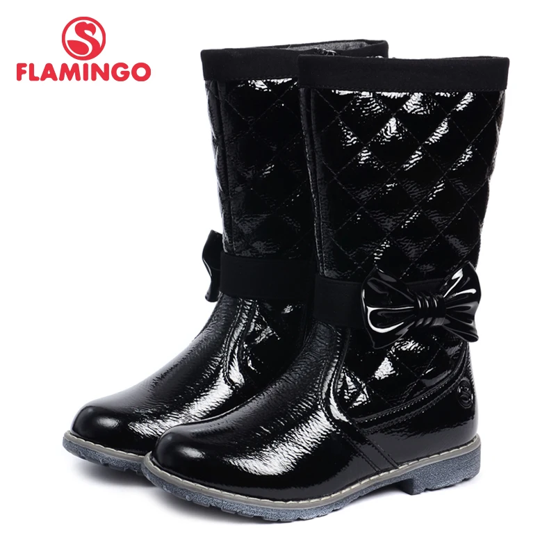 

FLAMINGO 2017 new collection brand high quality autumn/ winter black children's shoes for girls anti-slip fashion boots W6XY201