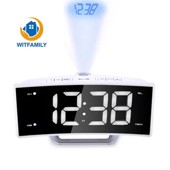 

Fashion LED projection mirror clock Display Electronic Digital Luminous Table Clocks USB Charging Function Arc Radio Projection