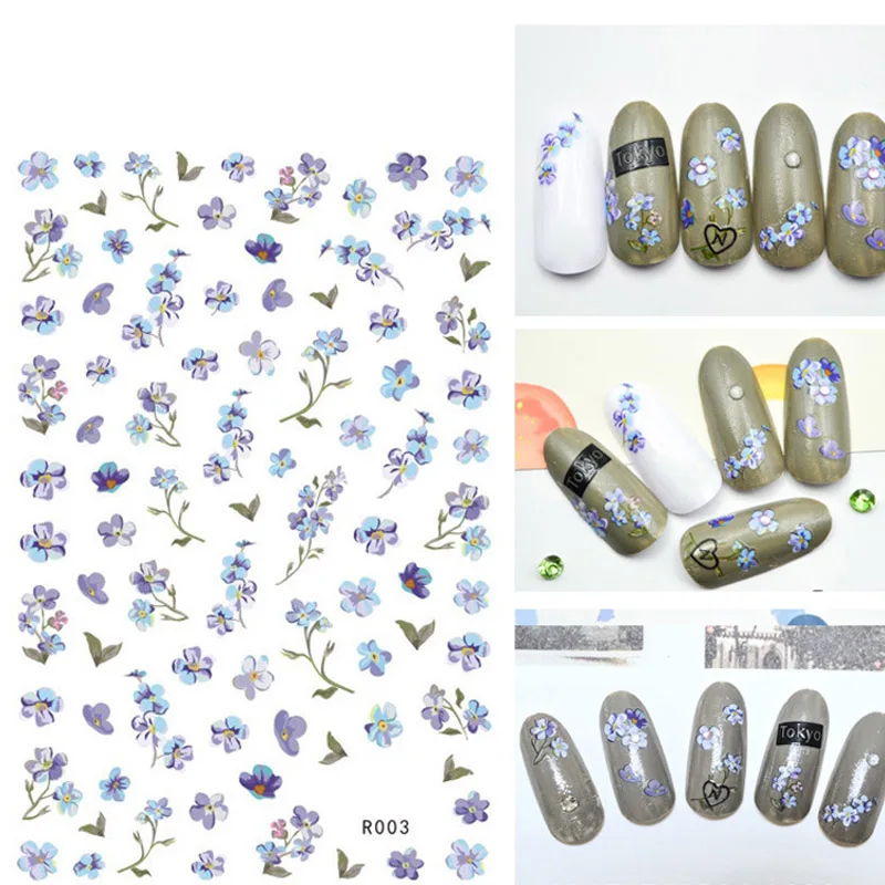 5 листов розы Дизайн ногтей 3D очаровательные маникюрные наклейки кончик Декор DIY аксессуары для ногтей JIU55