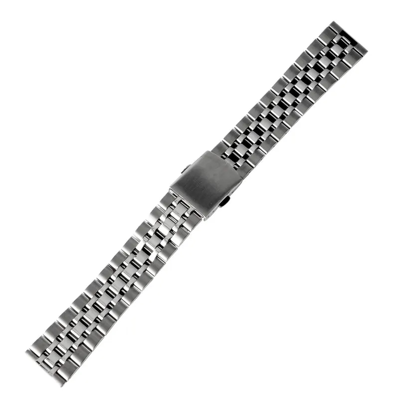 Folding Buckle + 2 Spring Bars Wrist Band Strap Solid Link Stainless