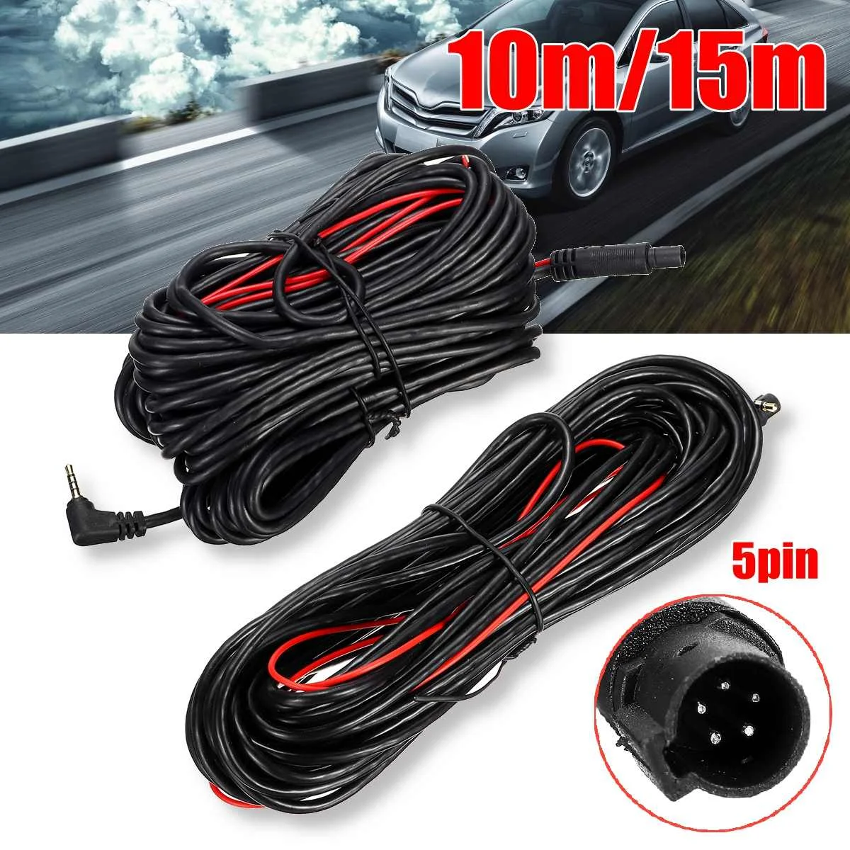 

1pc 10M/15M aux Extension cable usb 5 Pin Recorder car Rear View Backup Camera Auto Car Camera Filter Reverse Extension Cable