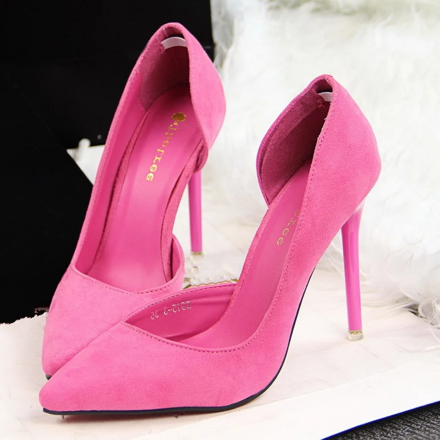 

Faux Suede Women Pumps High Heels Women Shoes Fashion Lady Shoes Pointed Toe Thin Heels Ladies Shoes 2019 New Party Shoes Woman