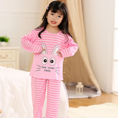 Детский Пижамный костюм Весенняя домашняя одежда для детей пижамы с длинными рукавами для мальчиков Милая одежда для сна для маленьких девочек детский спортивный костюм детский комплект - Цвет: CT LI Q tiaowendushu