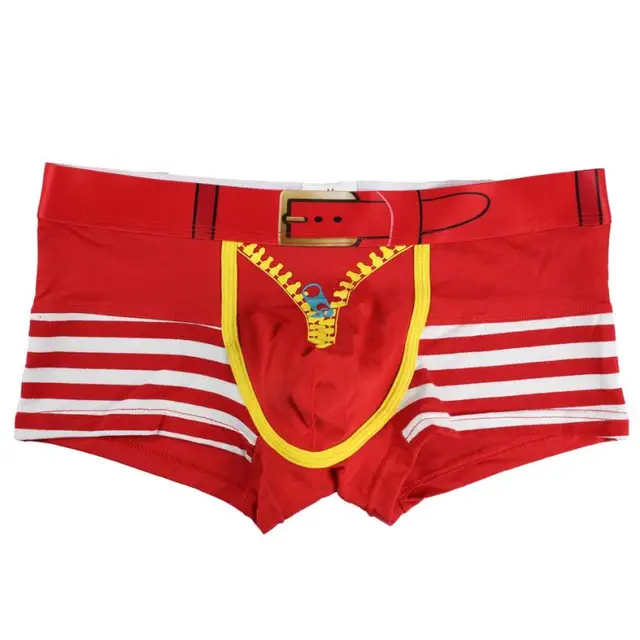 Chamsgend Newly Design Sexy Men Striped Faux Zipper Underwear Cotton Boxers 160422 Drop Shipping