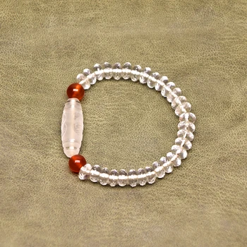 

New White Crystal Beads Money hook Dzi Ji Cut angle Abacus beads Red Agate Elastic Bracelet Women's Fine Jewelry Amulet Beads