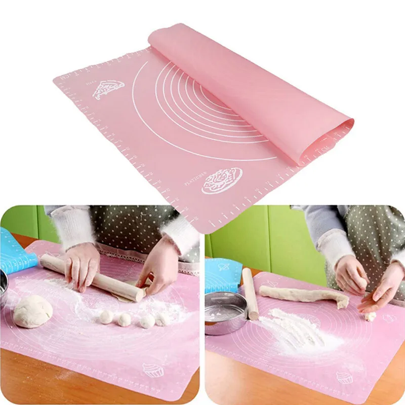 

2018 Silicone pad Non-Stick Silicone Baking Cake Dough Fondant Rolling Kneading Mat Scale Table Grill Pad Kitchen Accessories