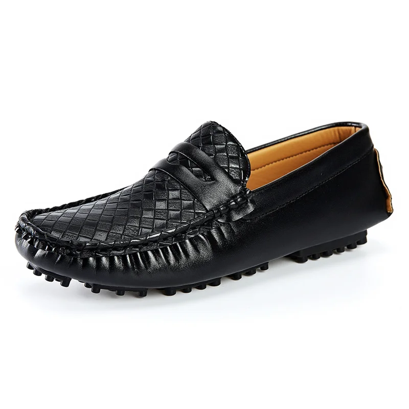 De Couro red Preguiçosos Casuais On Condução Relevo Em Black Sapatos Slip Homens Gommino Flats blue aBwpB
