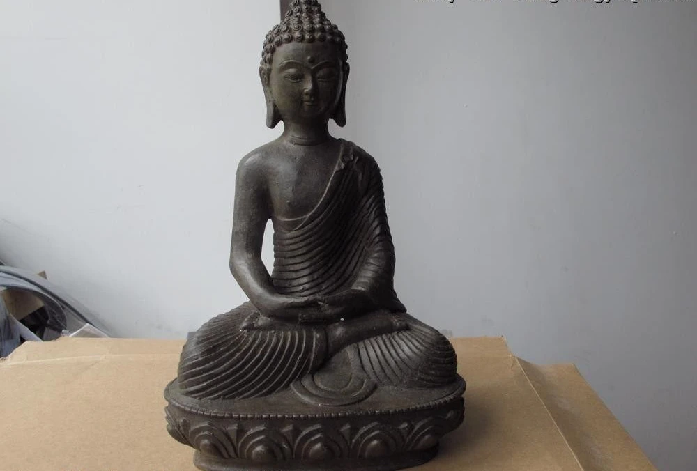 

Tibetan Buddhism Temple Old Copper Bronze Amitayus Sakyamuni Buddha Art Statue