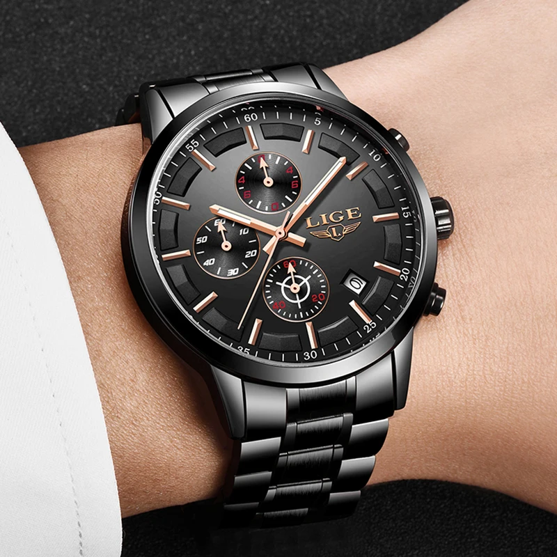 Relojes 2018 часы мужские LIGE модные спортивные кварцевые Топ бренд класса люкс Бизнес