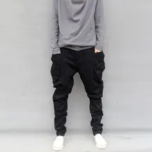 Лето Плюс Размеры 6xl Мужской танец Харен Брюки для девочек человек Повседневное хип-хоп конические Брюки для девочек низкая заниженным шаговым швом черные брюки 071911