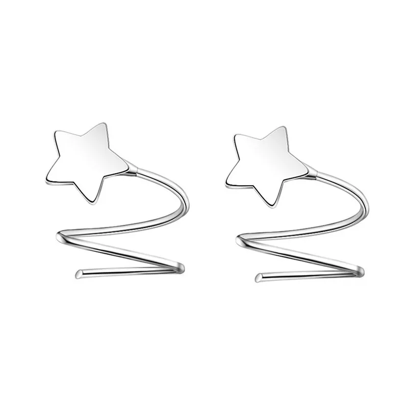 

1 Pairs Simple Stud Earrings Cute Star Stud Earrings Rotating Circle Shooting Star Earrings Silver Accessories Jewelry