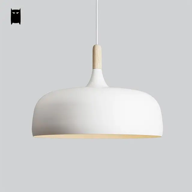White Black Wood Aluminum Shade Pendant Light Cord Fixture Modern White Black Wood Aluminum Shade Pendant Light Cord Fixture Modern Nordic Korean Creative Hanging Lamp Dining