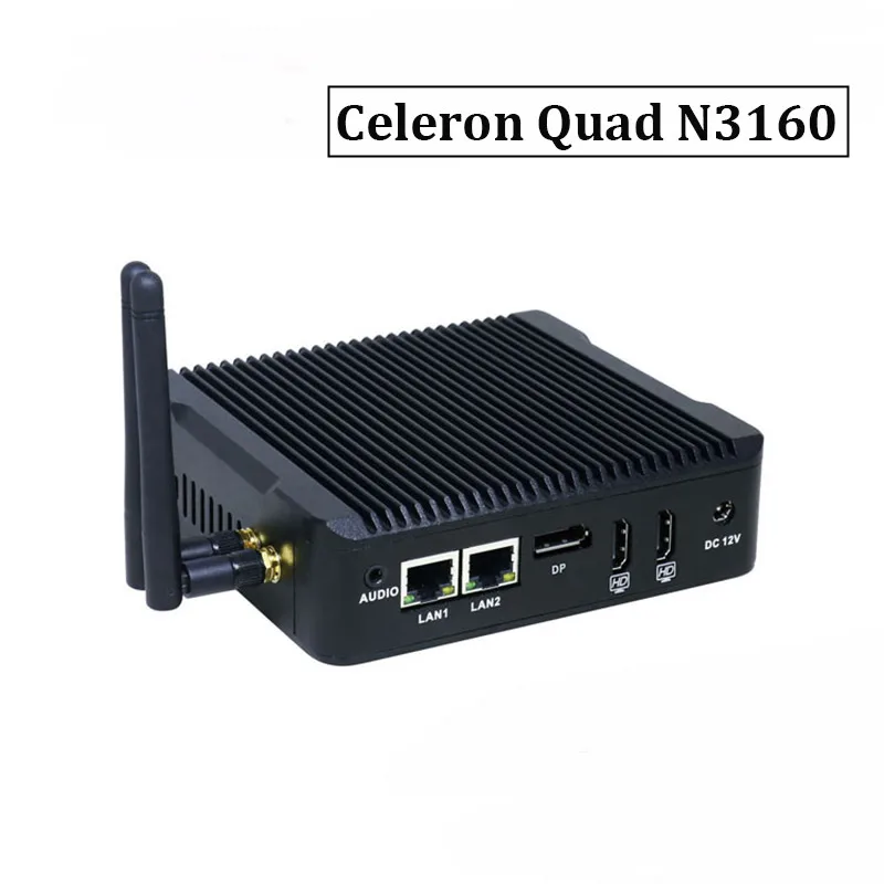factory price insustrial pc N3160 better than n3050 2 ethernet ports motherboard rugged mini pc 2 HDMI linux/pfsense firewal
